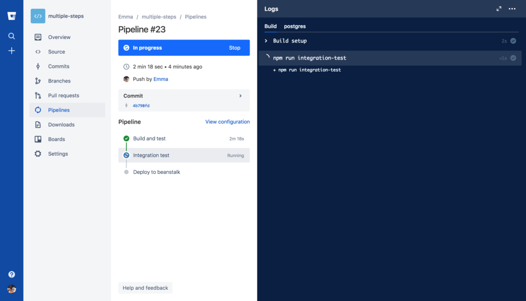 multiple steps in bitbucket pipelines