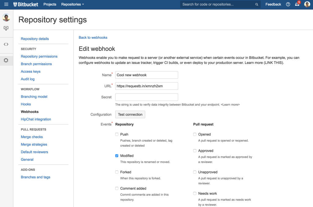 Webhooks in Bitbucket Server